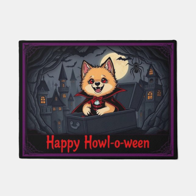 Paillasson Count Pomeranian Happy Howl-o-ween (Devant)