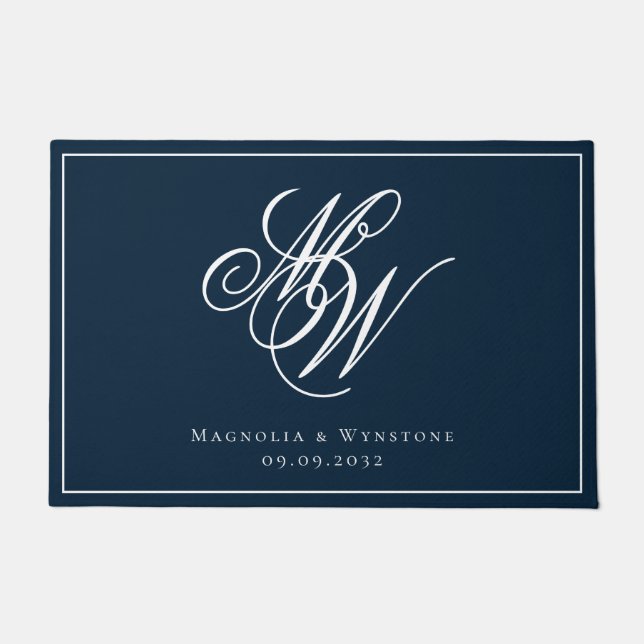 Paillasson Couple Monogramme blanc de la Marine (Devant)