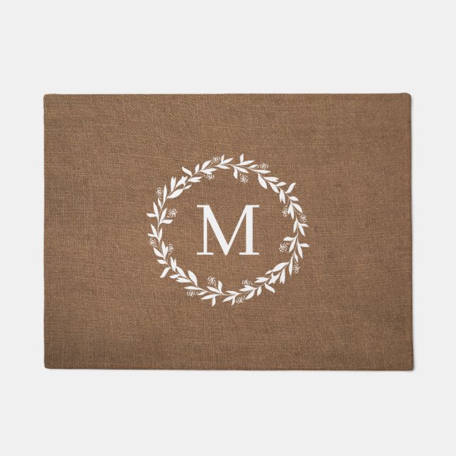 Paillasson Couronne rustique monogramme | Ferme moderne (Devant)