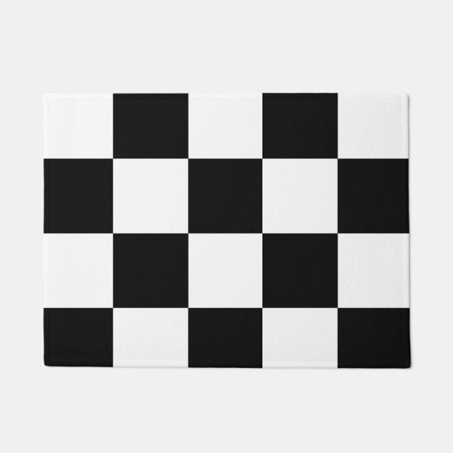Paillasson Coutume blanche moderne de motif de carré noir (Devant)