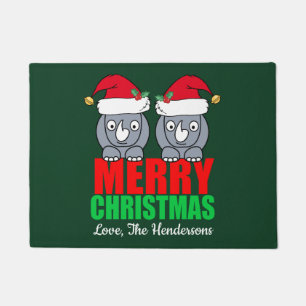 Paillasson Coutume mignonne de rhinocéros de Joyeux Noël