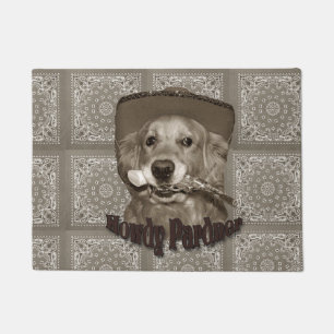 Paillasson Cowboy de golden retriever