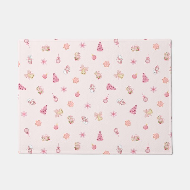 Paillasson Cozy Pink Christmas Pattern (Devant)