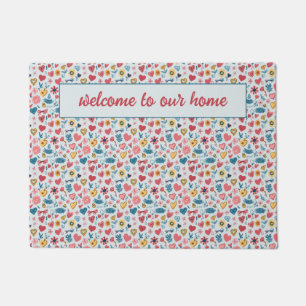 Paillasson Crayon Coeurs & Fleurs