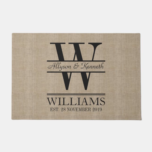 Paillasson Créez votre propre monogramme du logo Burlap (Devant)