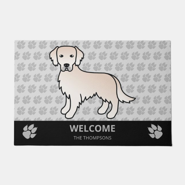 Paillasson Crème anglaise Golden Retriever Dog & Custom Text (Devant)