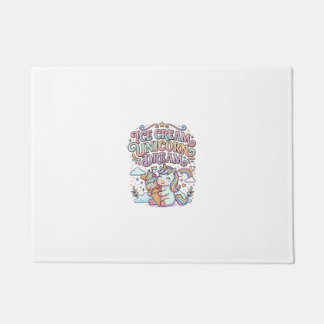 Paillasson Crème Glacée Licorne Rêve de Licorne Typographie D