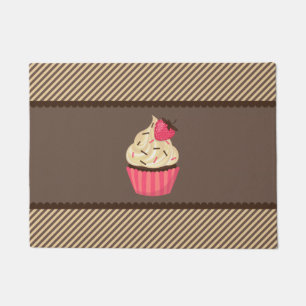 Paillasson Crème rose Brown rayures fraise Cupcake
