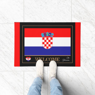 Paillasson Croatie & Croatie Drapeau du mat / sports Bienvenu
