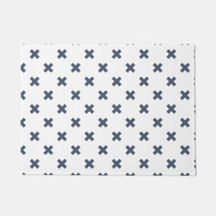 Paillasson Crochets bleu-gris sur blanc