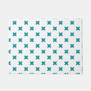 Paillasson Crochets turquoises sur blanc