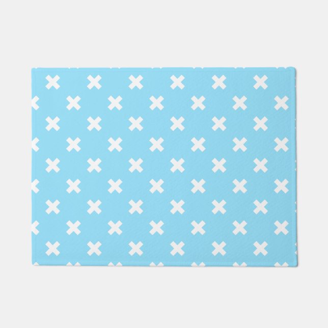 Paillasson Croix blanche sur le bleu bébé (Devant)