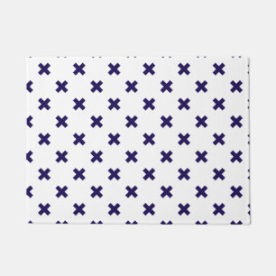 Paillasson Croix bleu marine sur blanc