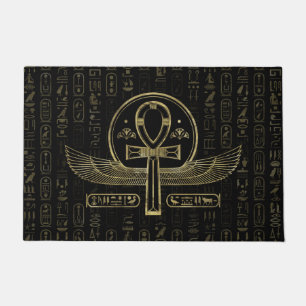 Paillasson Croix égyptienne - Ankh - or et noir