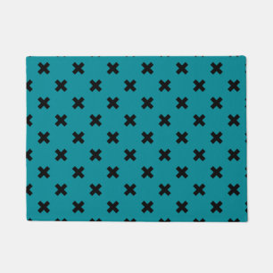 Paillasson Croix noire sur turquoise