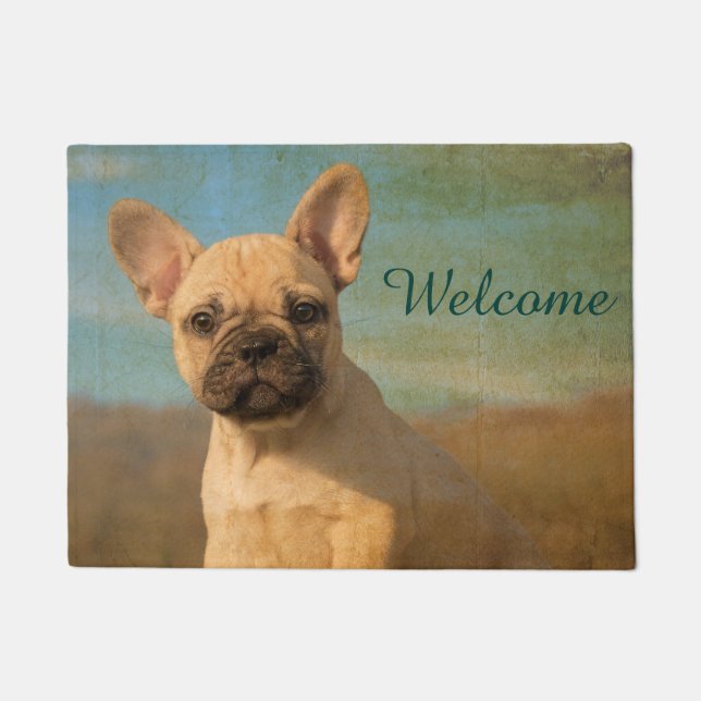 Paillasson Cru de chiot de bouledogue français, accueil (Devant)