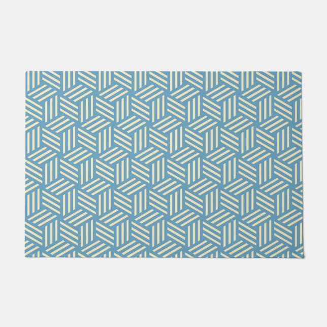 Paillasson Cubes d'illusion optique Abstraite rétro Motif ble (Devant)