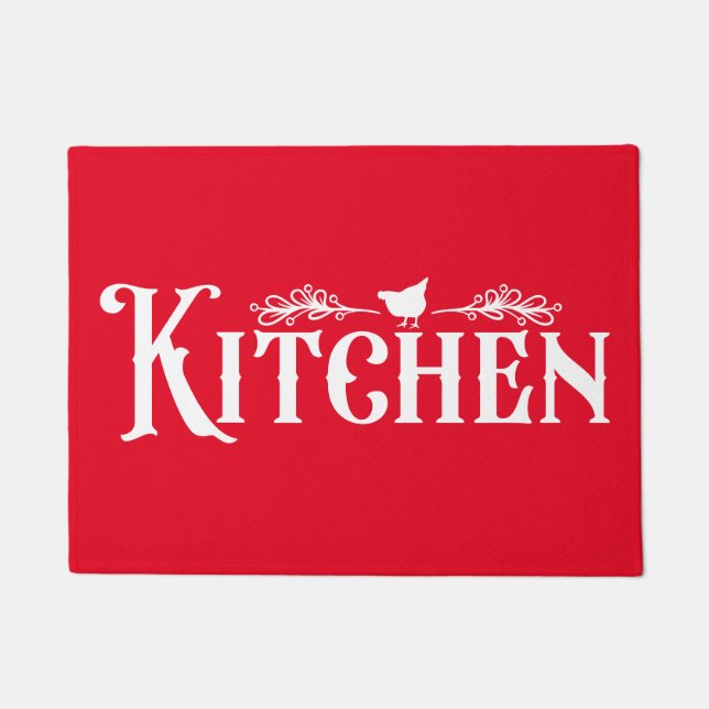 Paillasson Cuisine Ferme Porte avec poulet (Devant)