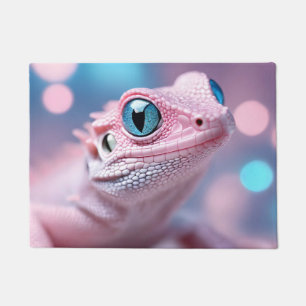 Paillasson Cuisine Petit Lézard Rose aux Grands Yeux Bleus