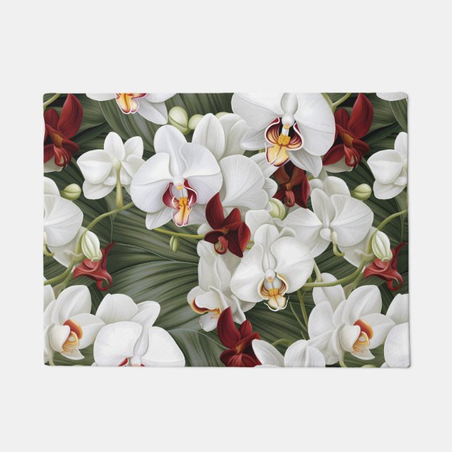 Paillasson Cuisine Sol Mat Élégant Orchidées (Devant)