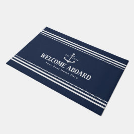 Paillasson Custom Blue Boat Name Nautical Welcome Aboard