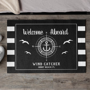 Paillasson Custom Boat Name Welcome Aboard Compass Doormat