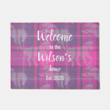 Custom Equestrian Tartan Family Welcome Coir Mat