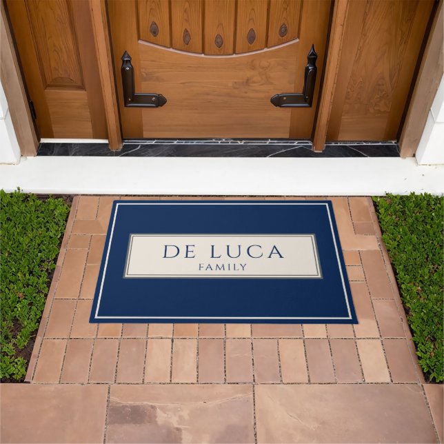 Paillasson Custom Family Name Navy Blue (De plein air)