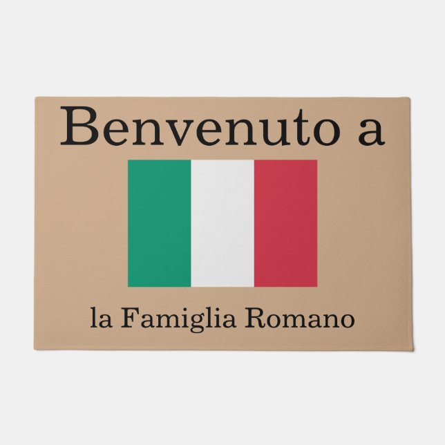 Paillasson Custom Italian Flag la Famiglia Nom de famille (Devant)