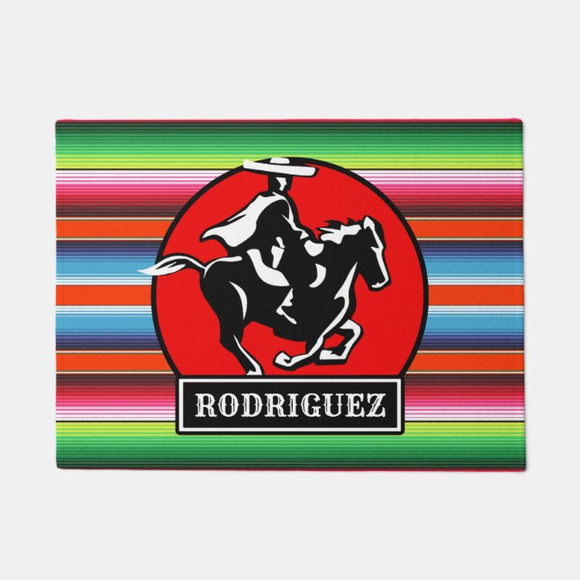 Paillasson CUSTOM NAME Charro Horse Spanish Mexican Serape (Devant)