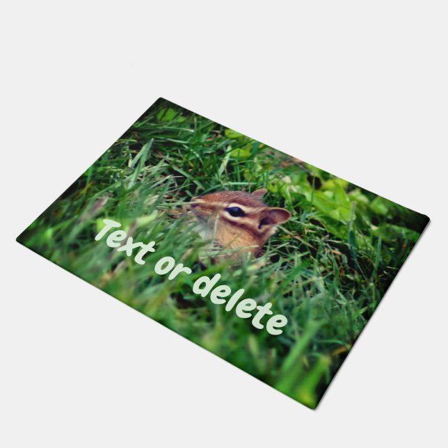 Paillasson Cute Baby Chipmunk Peeking Faune Personnalisée (Incliné)