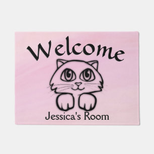 Paillasson Cute Big Eyed Chat Peeking rose Personnalisé