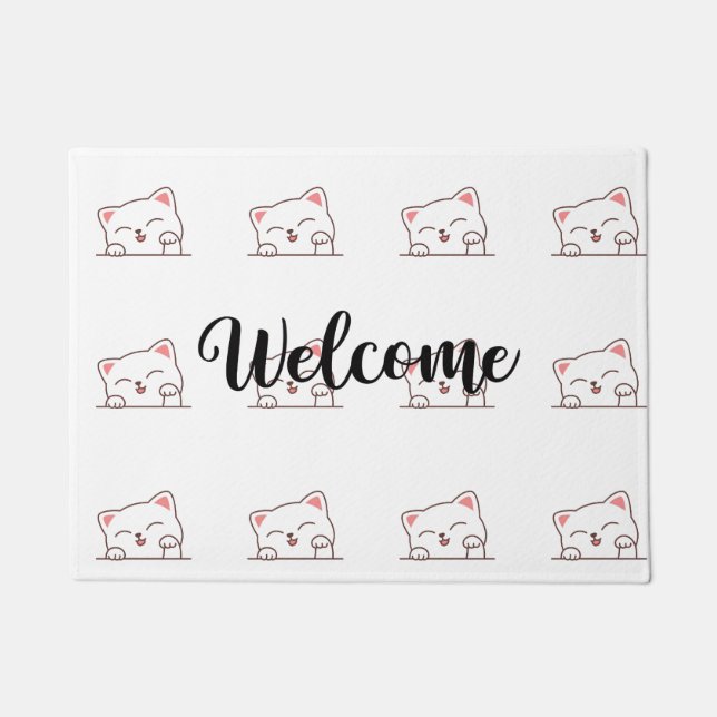 Paillasson Cute Cat Peeking Welcome (Devant)