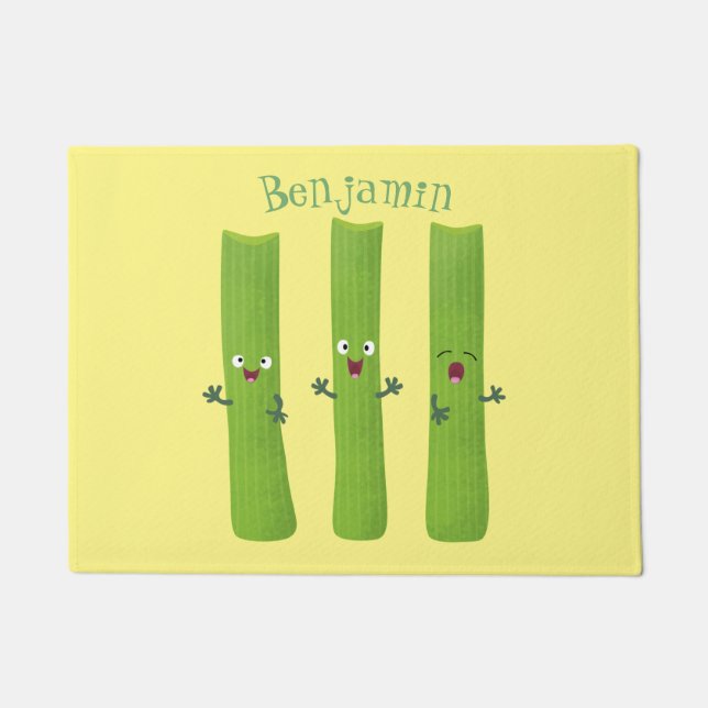 Paillasson Cute céleri bâtons trio caricature légumes (Devant)