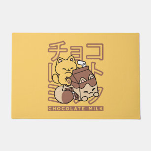 Paillasson Cute Chat Riding Chocolat Lait Carton Kawaii Art