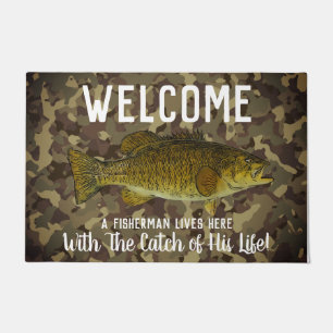 Paillasson Cute Funny Smallmouth Bass Bienvenue Pêche Camo