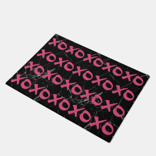 Paillasson Cute giri rose noir marbre xoxo embrasse