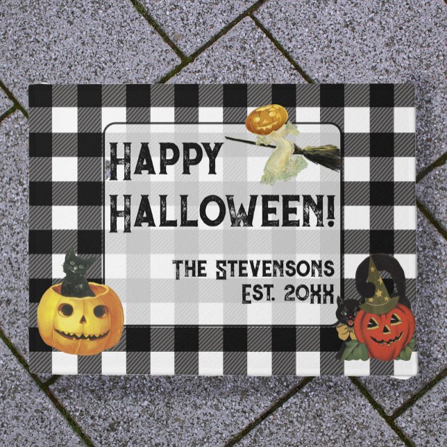 Paillasson Cute Halloween Citrouilles Nom de famille personna (Créateur téléchargé)