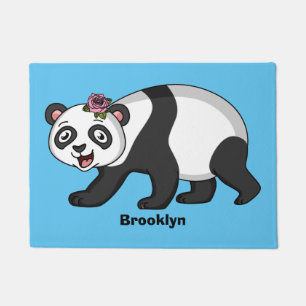 Paillasson Cute happy panda bear with flower cartoon