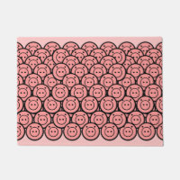 Cute Kawaii Pink Piglets & Piglets Motif Vector Ar