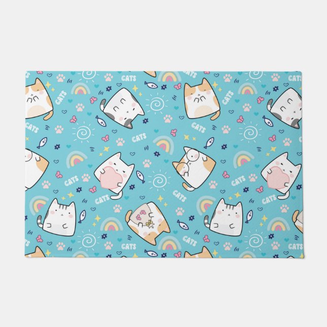 Paillasson Cute Kitty Chats Motif Whimsical (Devant)