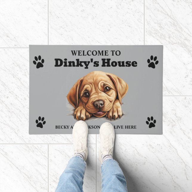 Paillasson Cute Labrador Bulldog Photo (Intérieur)