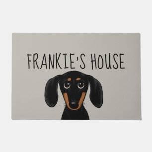 Paillasson Cute noir et Tan Dachshund Funny Chien personnalis