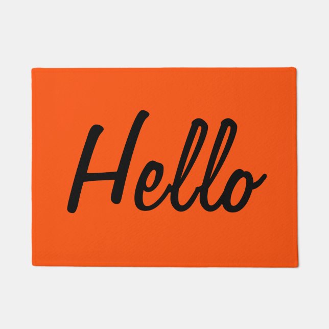 Paillasson Cute orange et noire | Hello Doormat (Devant)
