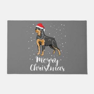 Paillasson Cute Rottweiler Santa Hat Joyeux costume de Noël