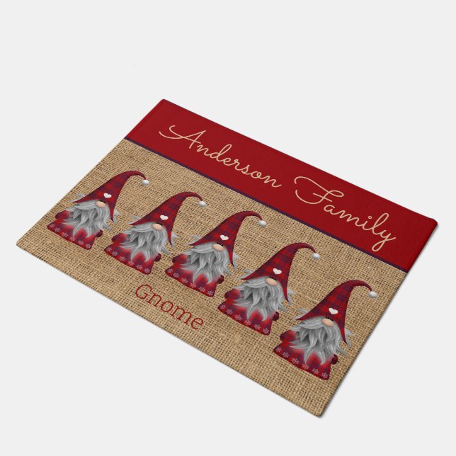 Paillasson Cute Rustique Personnalisé Noël Gnome Elf (Incliné)