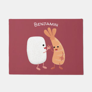 Paillasson Cute sushi riz crevettes amis dessin animé