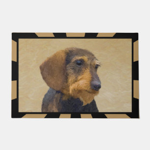 Paillasson Dachshund (À poils durs) Peinture Dog Art original