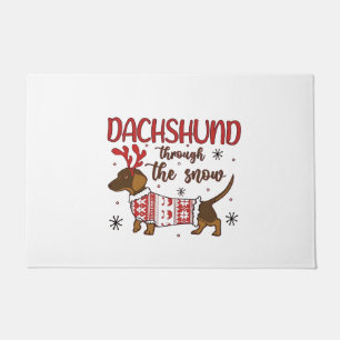 Paillasson Dachshund à travers la neige Noël Amateur de chien