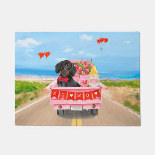 Paillasson Dachshund Chien Saint-Valentin Coeurs de Camion
